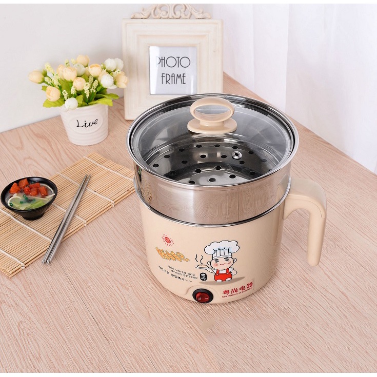 Nồi Lẩu Điện Ca Nấu Mì Mini tiện dụng 18cm - Ngẫu Nhiên Màu