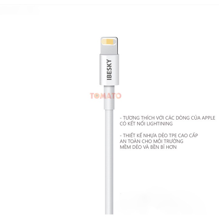 Dây Sạc Iphone - Cáp Sạc Iphone IBesky Bs-i6 Cho Iphone , Ipad , Airpods , Lightining Siêu Gọn - Phụ Kiện Tomato