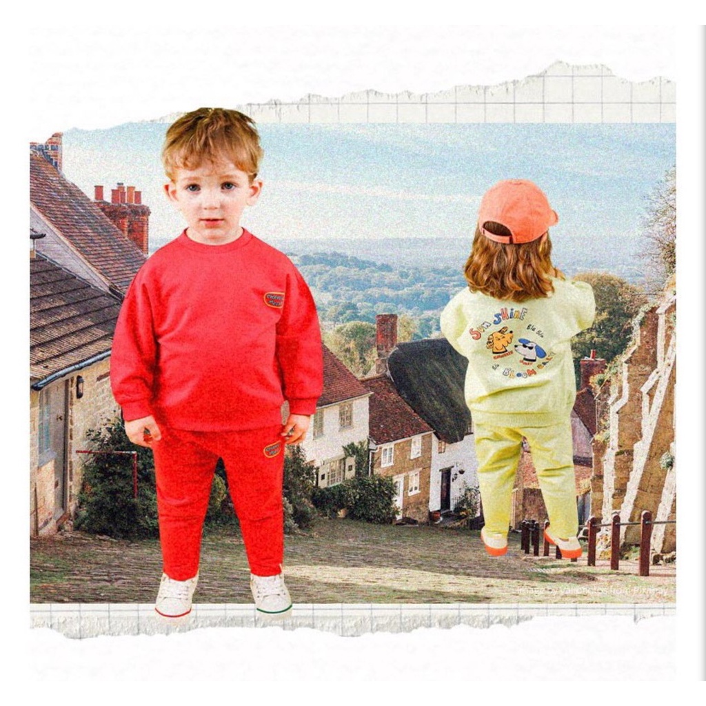 Áo nỉ da cá bé trai bé gái lưng in cún Charlie Moli. HA3813