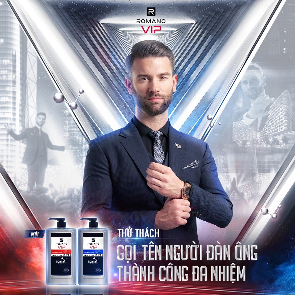 Dầu Gội Cao Cấp Romano Vip Hương Nước hoa Chai 650g Tặng Sữa Tắm Romano Vip 150g