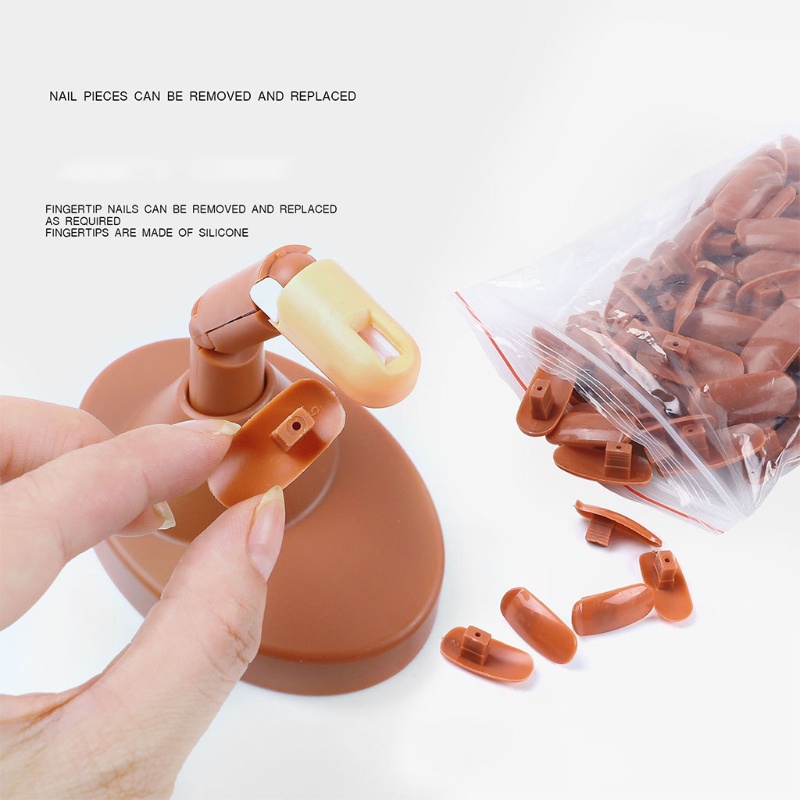 Bộ Dụng Cụ Luyện Tập Nối Móng Tay Giả Kèm 100 Móng Tay Màu Nâu