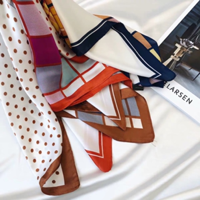 Khăn lụa vuông 70x70 turban quàng cổ,áo khăn yếm bandana thời trang đội đầu - Maben