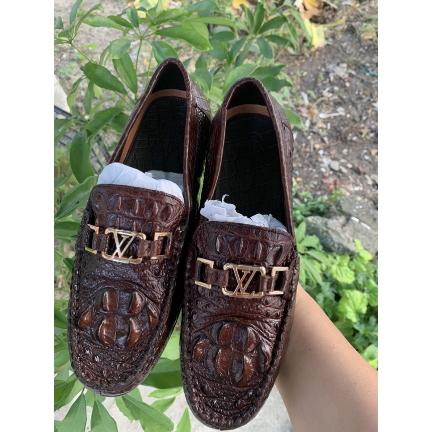 Giầy da, giầy nam da cá sấu màu đen màu nâu.