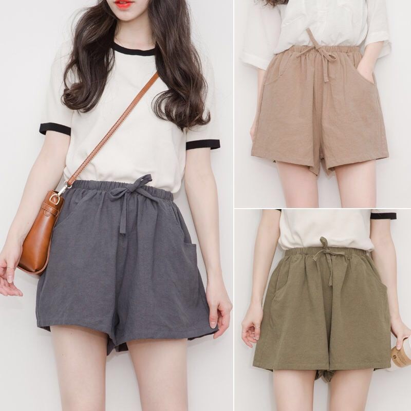 quần short đùi nữ ống rộng chất đũi 💖FREESHIP💖 nhiều màu | BigBuy360 - bigbuy360.vn