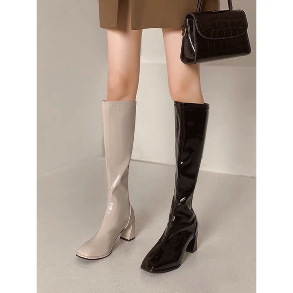 Giày bốt cao cổ da bóng(4 ảnh cuối là ảnh thật)