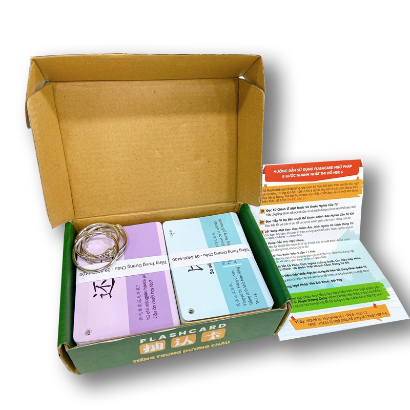 FLashcard Ngữ Pháp Tiếng Trung Bản In Màu - 300 Cấu Trúc Ngữ Pháp Trọng Điểm - Ngữ Pháp HSK Mọi Cấp Độ - Phạm Dương Châu