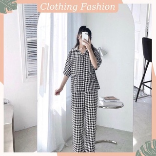 Bộ ngủ nữ Pyjama hàng thiết kế tay lửng với nhiều họa tiết sang chảnh