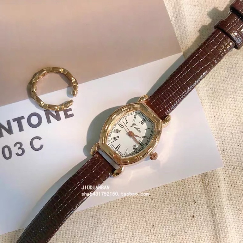 Đồng hồ đeo tay mặt số La Mã phong cách retro Hàn Quốc cho nữ