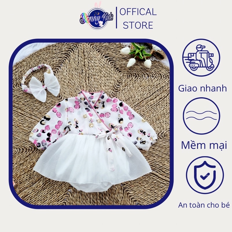 Body Váy Hanbok Ngọc Tím Mẫu Mới Cho Bé Gái 0-12 Tháng, Váy Thôi Nôi, Đầm Đầy Tháng, Bodysuit Sơ Sinh