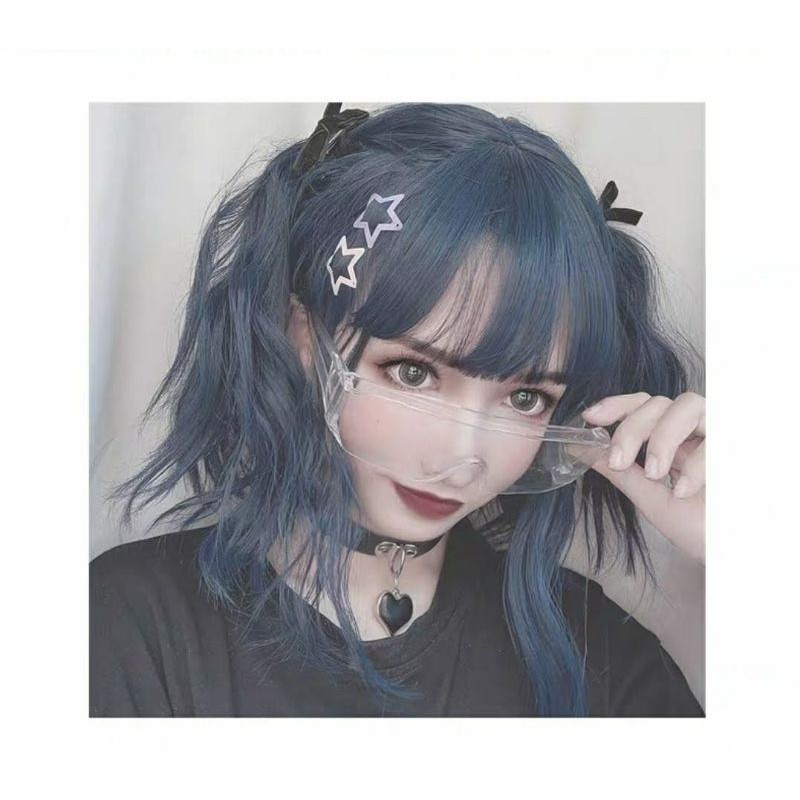 [Sẵn] Wig teen/lolita/cosplay màu xanh khói C8262 - nguyên đầu sóng ngắn [Miu Cosplay]