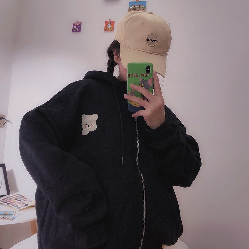 Áo Khoác Nữ In Hình Gấu Hoạt Hình Dễ Thương