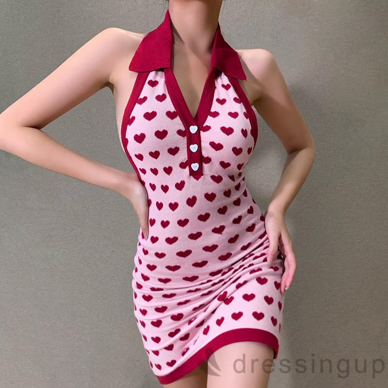 Đầm Sát Nách Hở Lưng Họa Tiết Trái Tim Độc Đáo Cho Nữ | BigBuy360 - bigbuy360.vn