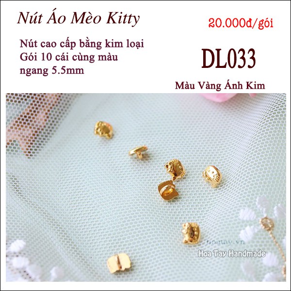 Nút Áo Siêu Nhỏ Hình Mèo Kitty - Nút Áo Cao Cấp cho búp bê, thú bông nhí DL033