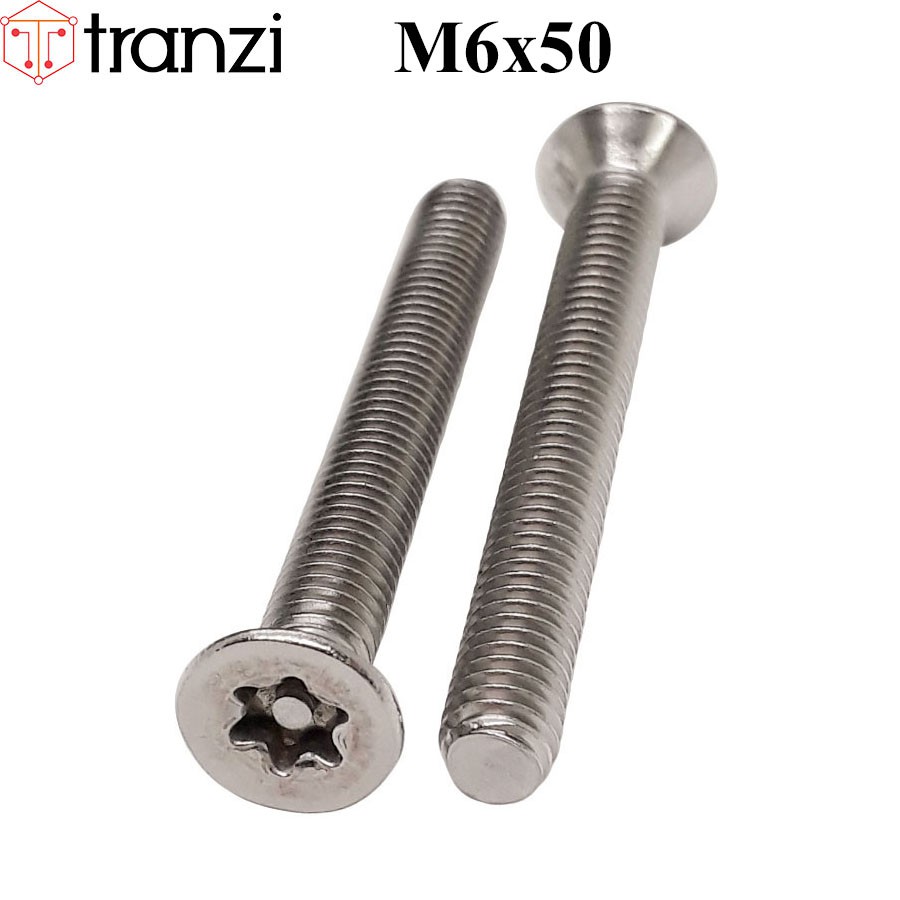 Vít hoa thị 6 cạnh đầu bằng inox 304 có nhân M6x50 - túi 10 cái