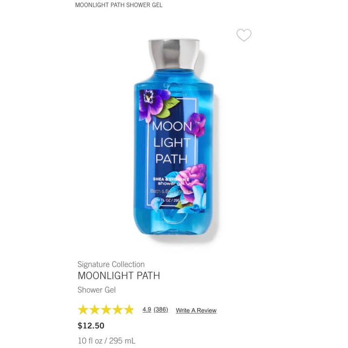 GEL TẮM BATH &amp; BODY WORKS MOONLIGHT PATH 295ML CHÍNH HÃNG - 8714