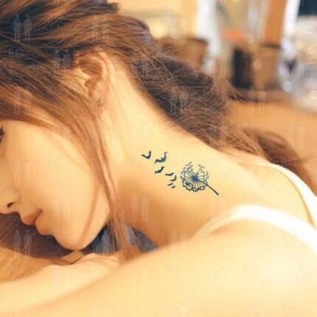 Hình xăm dán hoa bồ công anh xám 10x6cm_ mua 5 tặng 1 tattoo xinh