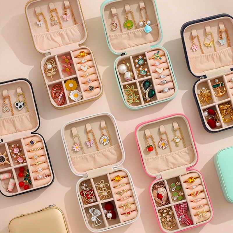 Hộp Đựng Trang Sức Bằng Da Có Khóa Giá Đỡ