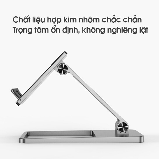 Bộ giá đỡ IPAD và IPHONE để bàn hợp kim nhôm cao cấp (L72 x W22 x H144 mm) (185g)