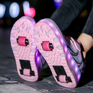 Giày trượt bánh gót 2 bánh cho trẻ em và nữ có đèn LED sạc pin (mã B203)