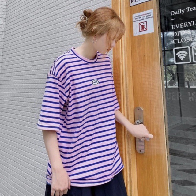 Áo thun CINDER unisex tay lỡ form rộng, áo phông nam nữ local brand cổ tròn đẹp oversize ( Tee sọc hồng ss2))