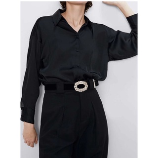 Zara Morocco full tag - Áo zara sơ mi lụa trơn sang đẹp AT7SMG59N8