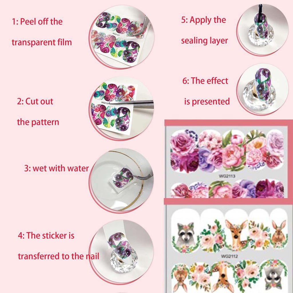 Miếng Dán Trang Trí Móng Tay Hình Hoa Lá / Bướm Xinh Xắn