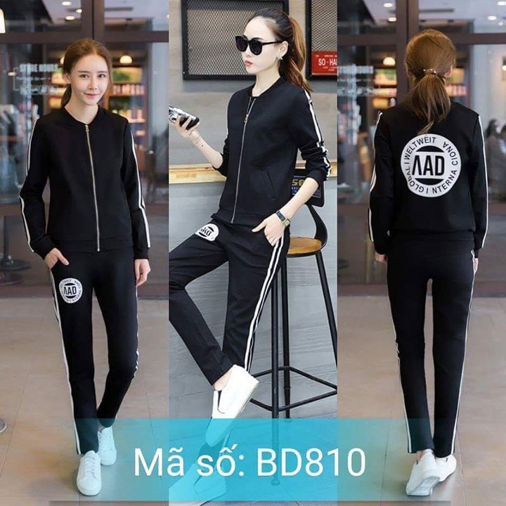 Set nguyên bộ đồ thể thao dài thu đông áo dây kéo AAD phối chạy 2 line