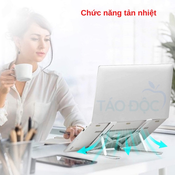 Giá đỡ laptop nhôm có thể gấp gọn điều chỉnh độ cao, Đế tản nhiệt laptop macbook 13 - 17 inch