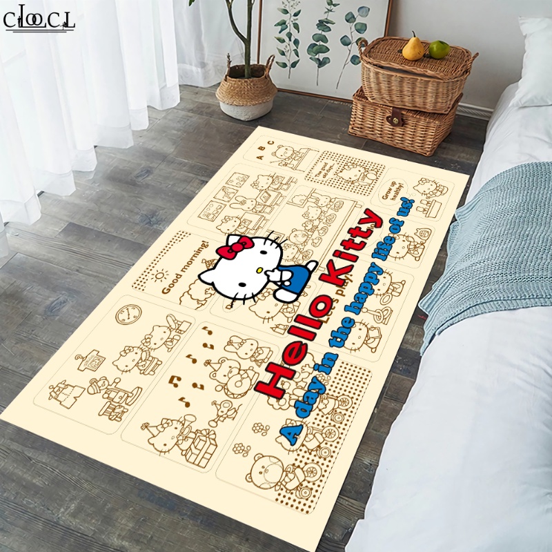 Thảm Chùi Chân Lông Nhung Hình Hello Kitty Thời Trang Thoải Mái Chống Trượt