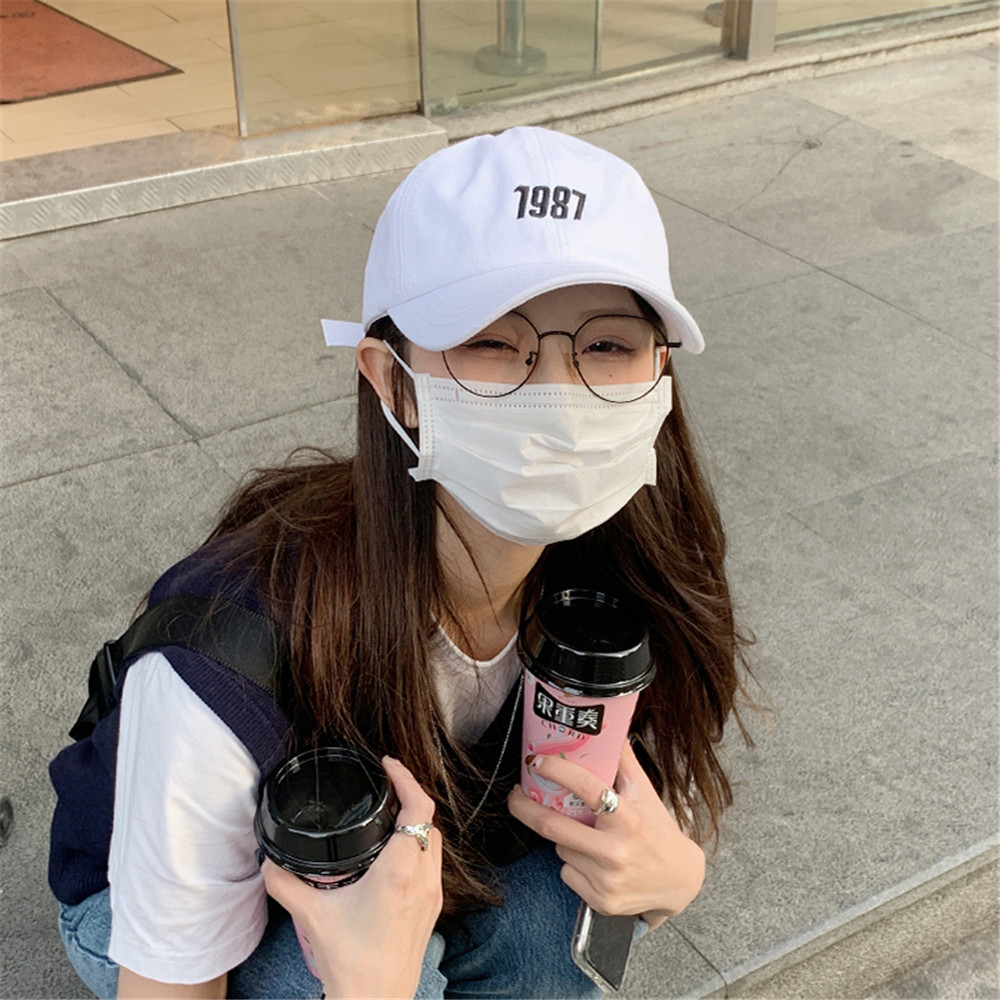 Mũ lưỡi trai thêu chữ 1987 phong cách retro thời trang cho nam và nữ