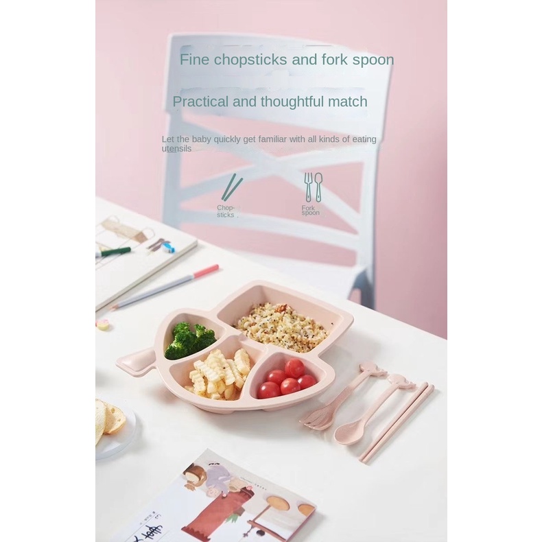 Lemonkid Đĩa trẻ em mới Bộ 6 món Đĩa chia trẻ em không độc hại + chống rơi