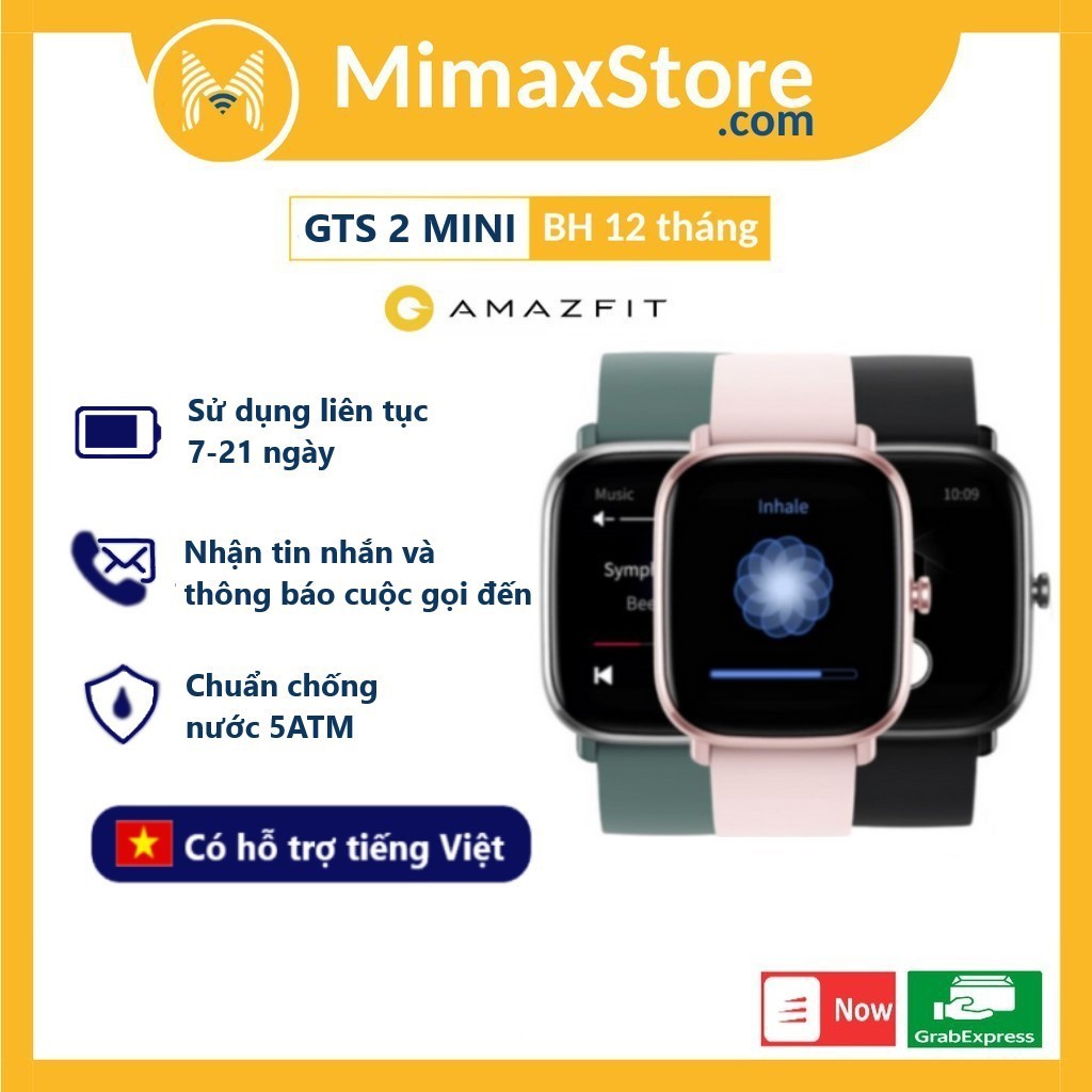 [Hỏa Tốc - HCM] Đồng Hồ Thông Minh Amazfit GTS 2 Mini | Tiếng Việt | Chính Hãng | Bảo Hành 12 TH 1 Đổi 1 | Mimax Store