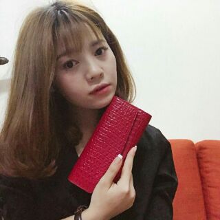 Ví 3 Gấp Da Bò Dập Vân