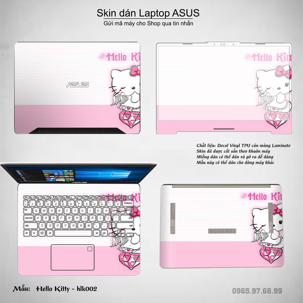 Skin dán Laptop Asus in hình Hello Kitty (inbox mã máy cho Shop)