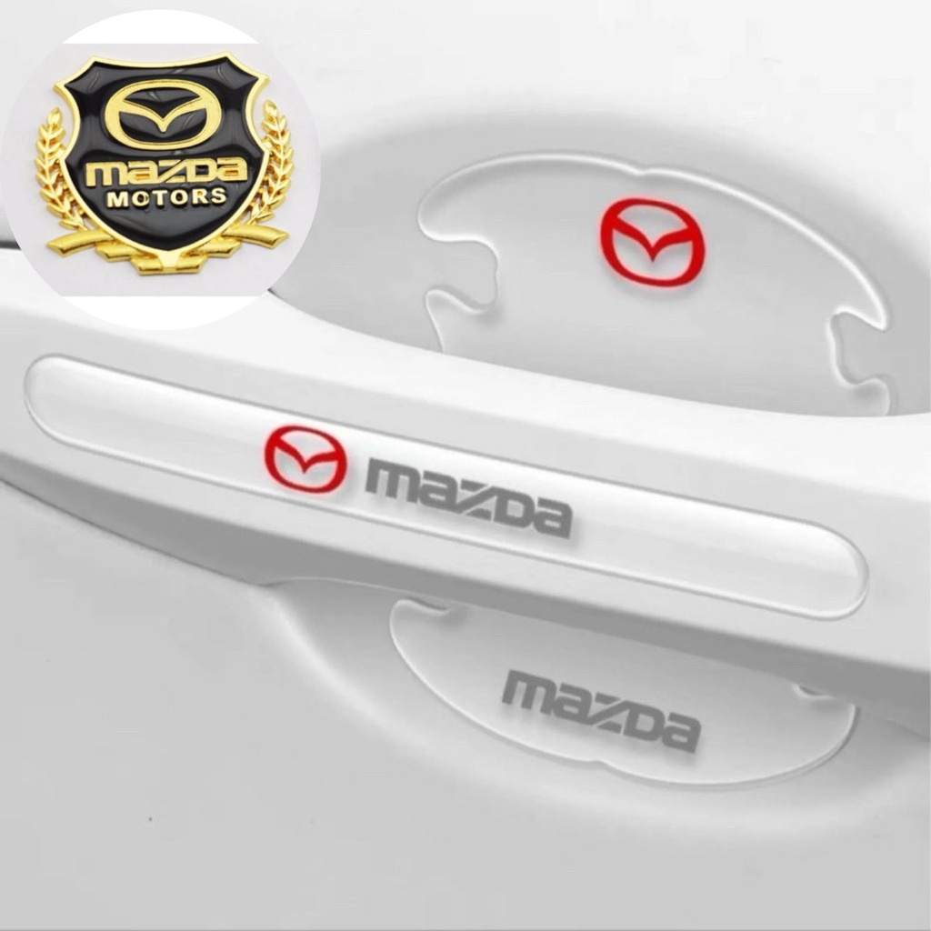 Bộ 10 miếng dán silicon tay, hõm, gương ô tô logo hãng xe Mazda 2, Mazda 3, Mazda 6, CX5, CX8, BT50, CX3, CX30