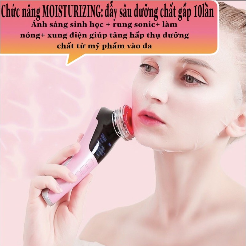 Máy Đẩy Tinh Chất Nóng Lạnh, Làm Đẹp Skincare Sử Dụng Ánh Sáng Sinh Học Sản Sinh Collagen, Tái Tạo Da