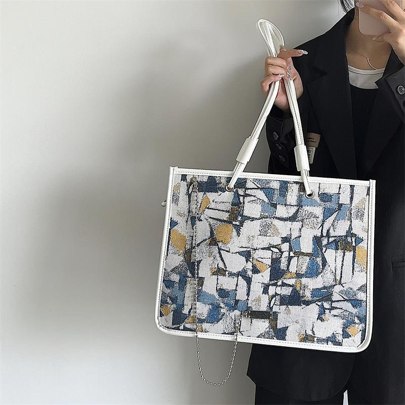 IELGY Túi Đeo Vai Cỡ Lớn In Họa Tiết Tranh Sơn Dầu Thời Trang Chất Lượng Cao Cho Nữ