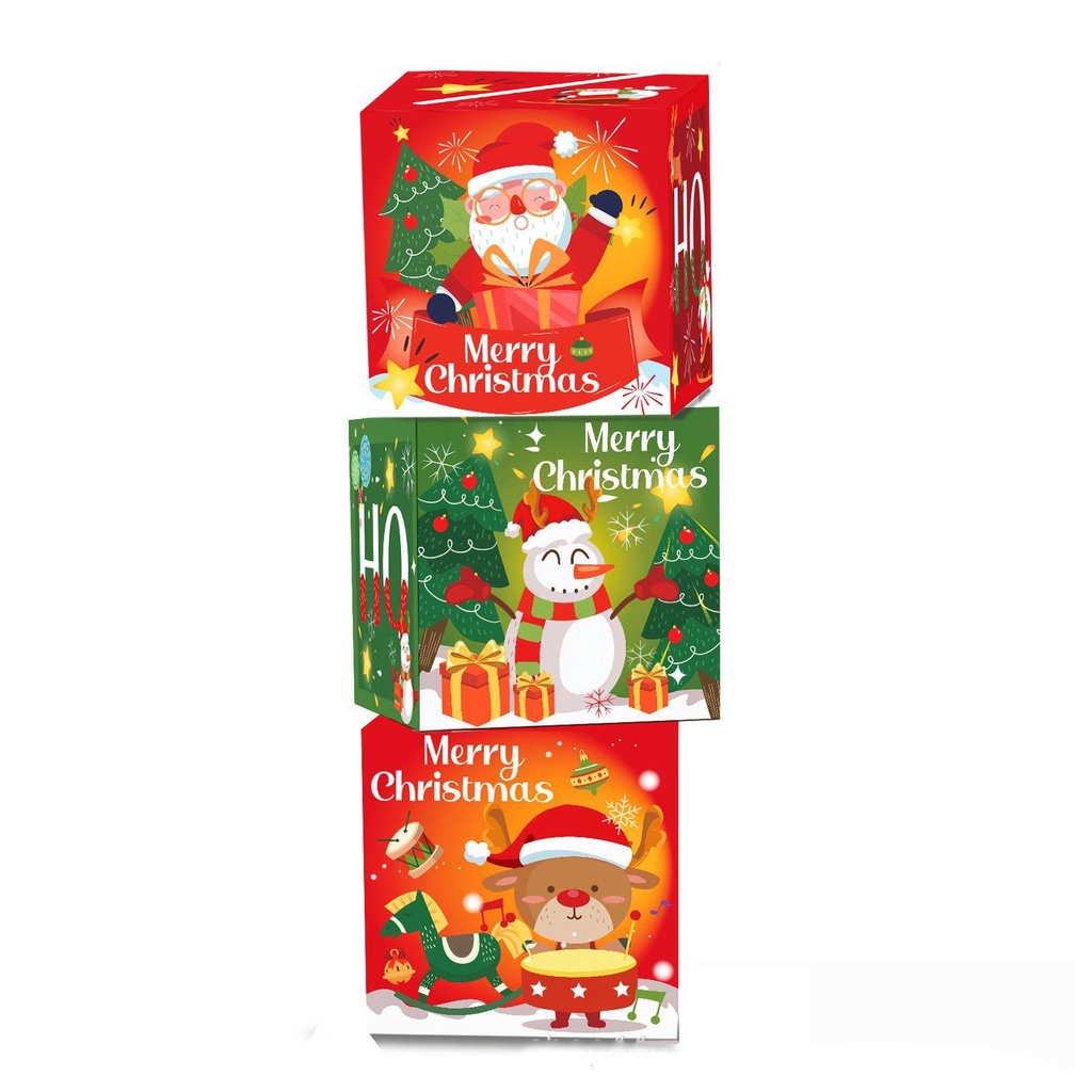 Set 3 Hộp Đựng Thẻ In Chữ Merry Christmas Xinh Xắn