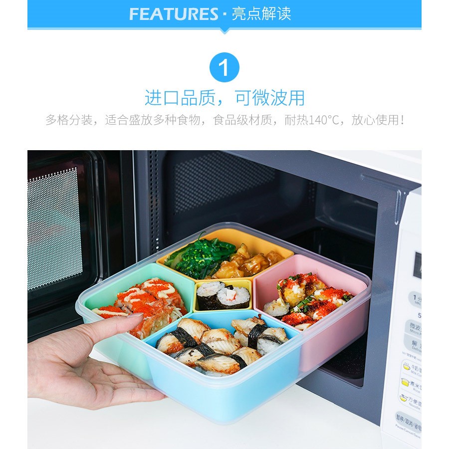 [Hỏa Tốc HN] Hộp nhựa đựng thực phẩm cao cấp 5 ngăn Inomata Nhật Bản