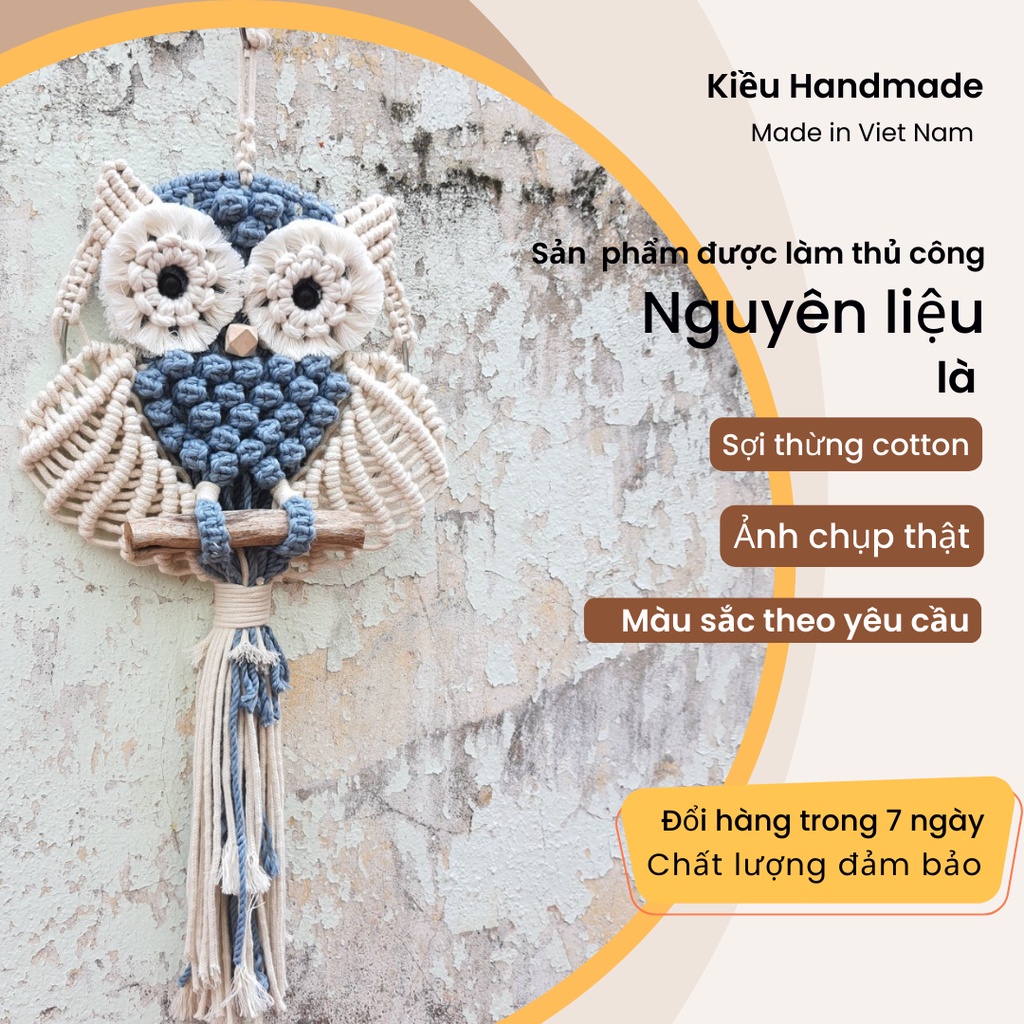 Cú macrame trang trí tường- ảnh thật