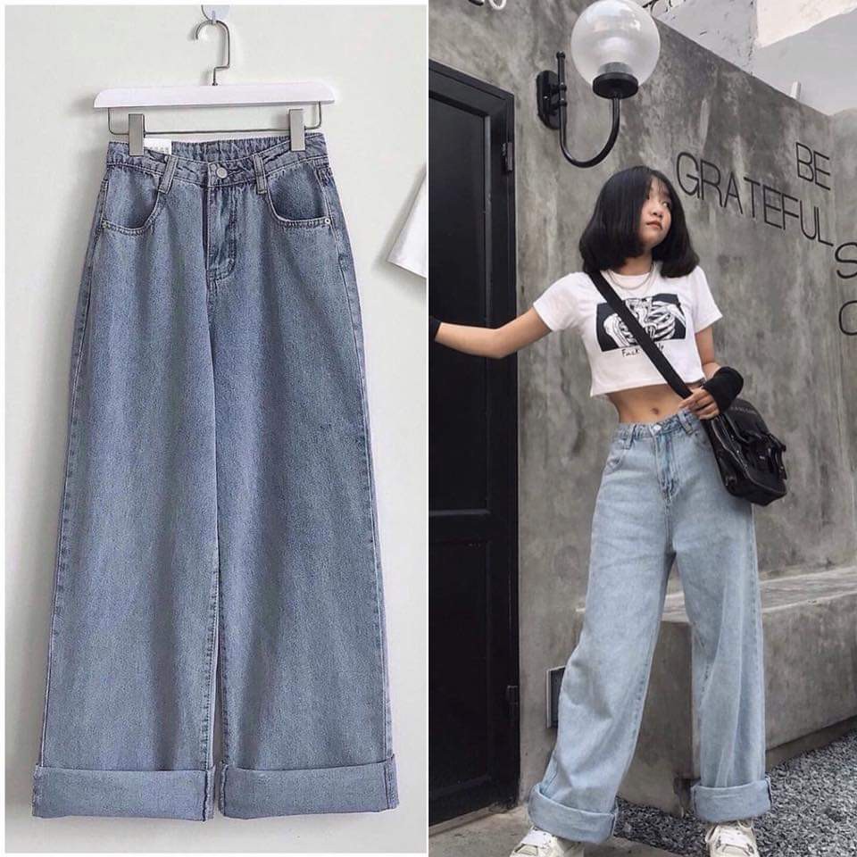 [ ĐẲNG CẤP HOT!!! ] QUẦN JEAN ỐNG RỘNG DÀI NỮ CAO CẤP NITIQC MÀU NHẠT CỰC CÁ TÍNH CỰC HOT-NL12309