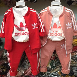 Sét bộ 3 chi tiết adidas cho bé gái thu đông 2019