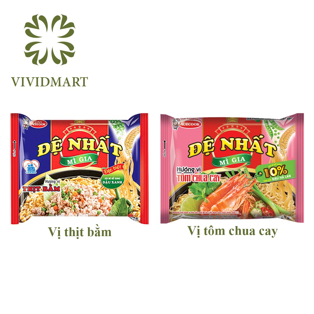 [Toàn quốc] [Gói lẻ] MÌ ĐỆ NHẤT VỊ THỊT BẰM, VỊ TÔM CHUA CAY - GÓI 82g - ACECOOK