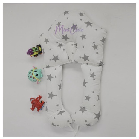 Gối Ôm Chữ U Cho Bé Chống Méo Đầu, Giật Mình Chất Cotton Siêu Mềm Mát