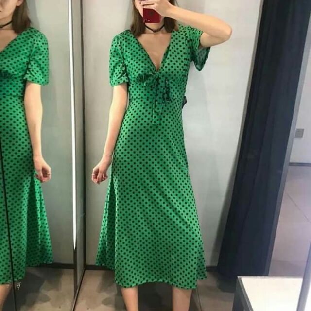 Váy zara xanh chấm bi (có sẵn)