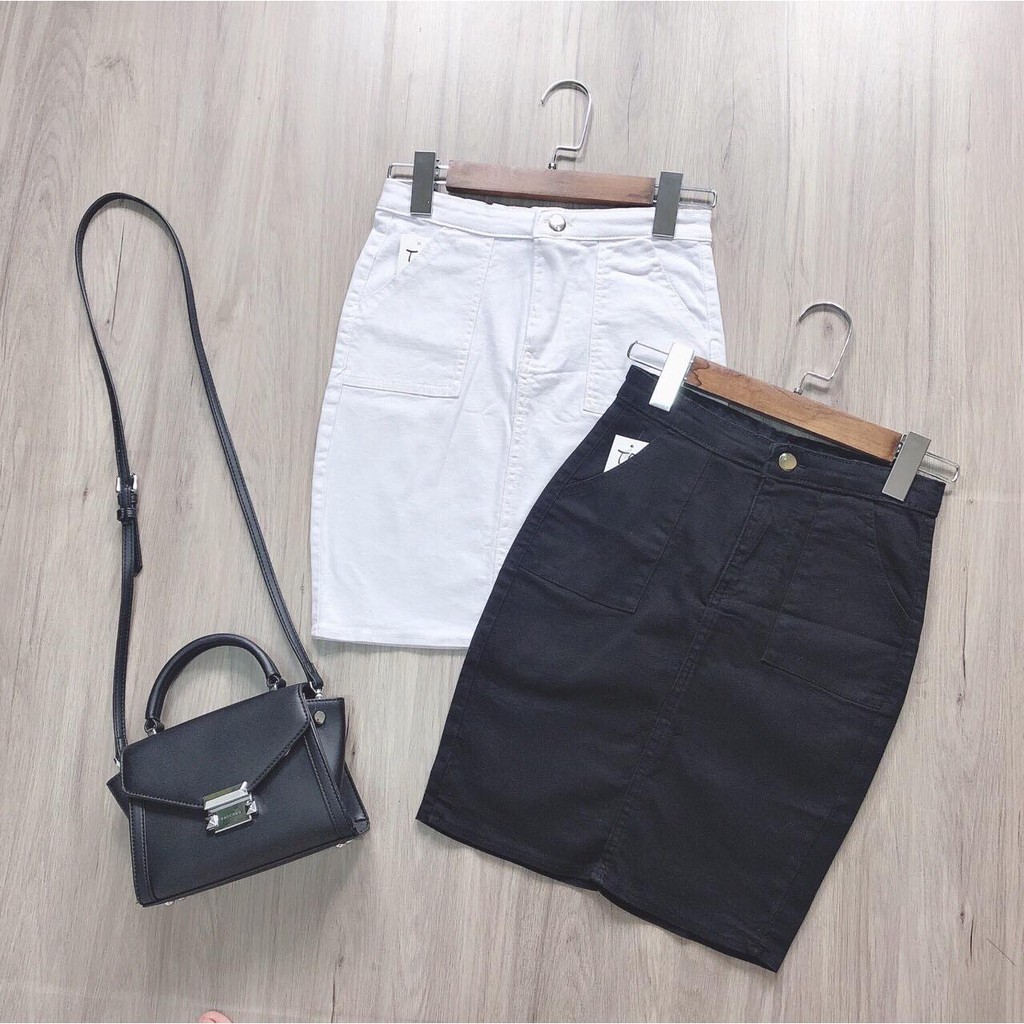 Chân váy nữ kiểu bút chì - MIN Boutiques - Ảnh thật - Váy công sở chất Kaki - Màu Đen - Size SML | BigBuy360 - bigbuy360.vn