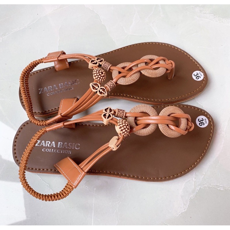 sandal nữ kiểu xăng đan đế bệt xỏ  ngón  có đính gỗ