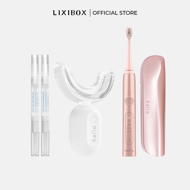 Combo Bàn Chải Điện PRO - Rose Gold Và Máy Tẩy Trắng Răng Halio Blue