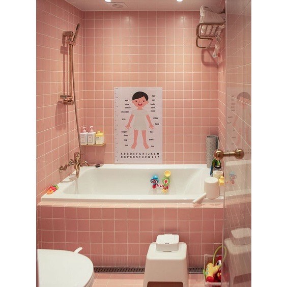 Decal dán phòng tắm màu pastel không thấm nước - Tấm lớn 5m - Citydecor