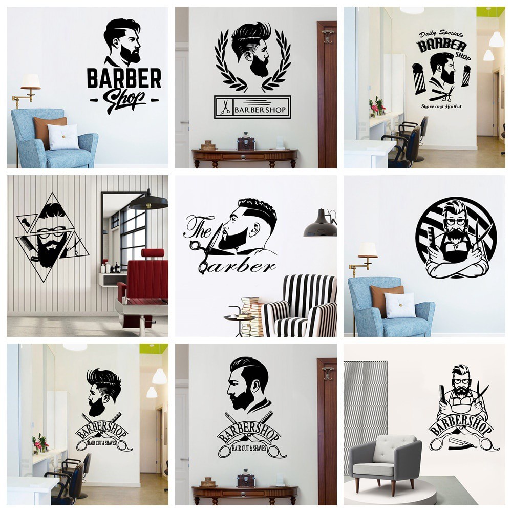 Miếng Dán Tường Vinyl Trang Trí Tiệm Cắt Tóc